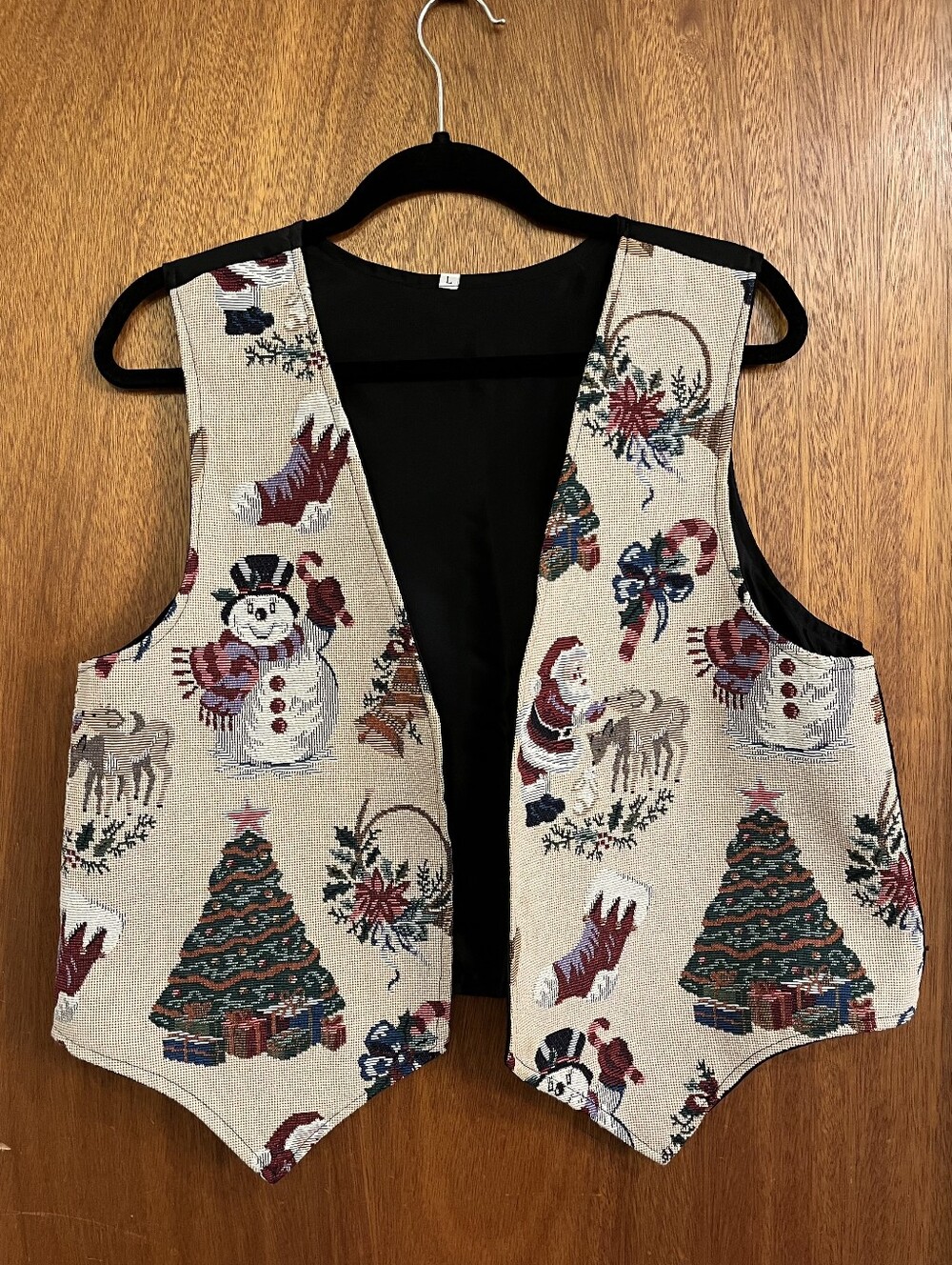 Vintage Tapestry Christmas Holiday Vest Women’s Large
